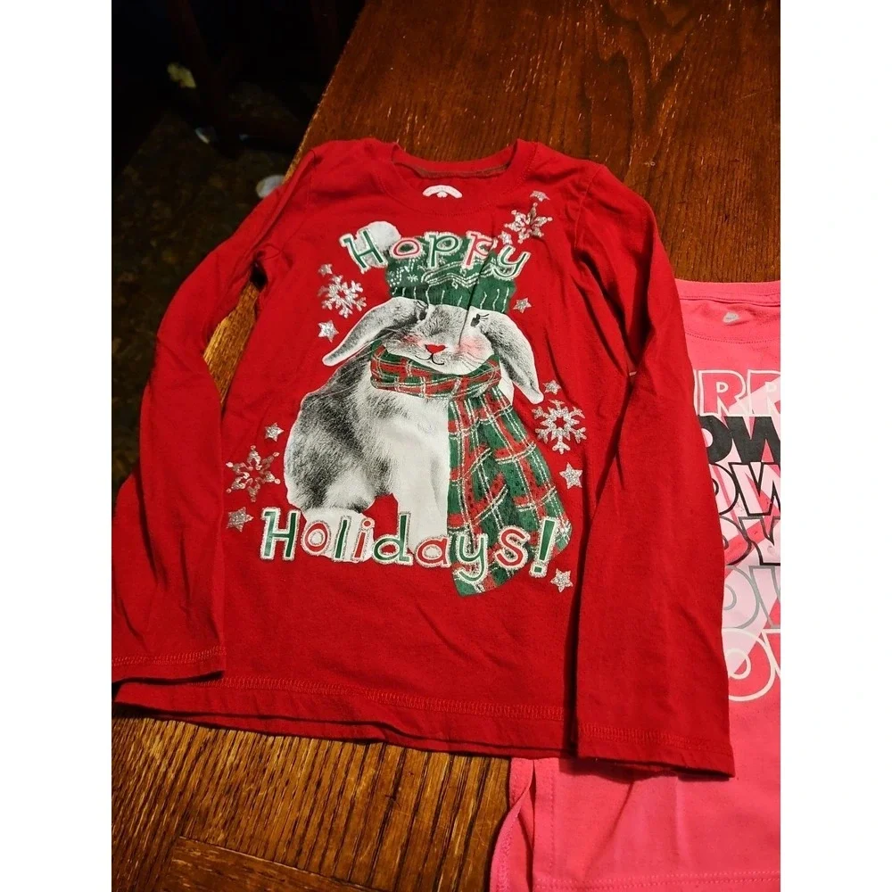 Youth‎ Girl Size 6 Tshirts Holiday Nike & 365 Kids 3pc bundle (A845)